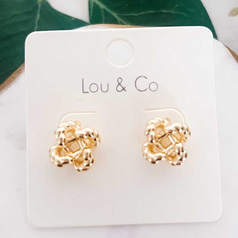 Braided Knot Earrings Gold