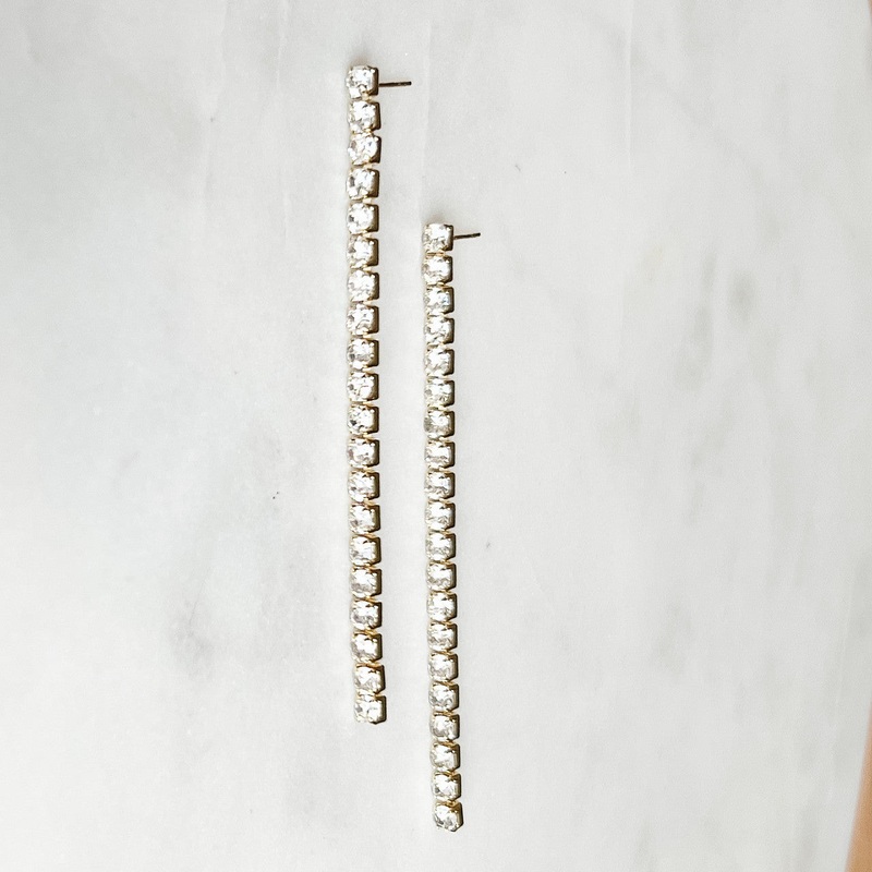 Crystal Drop Earrings Gold