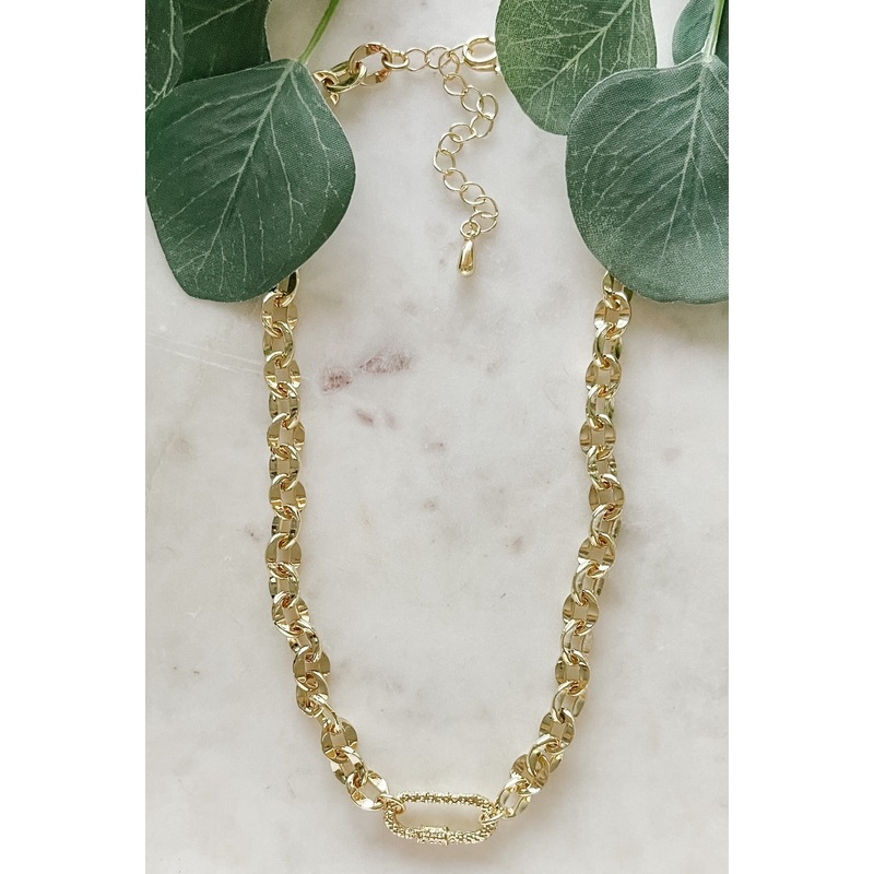 Dainty Beaded CZ Crescent Necklace Gold