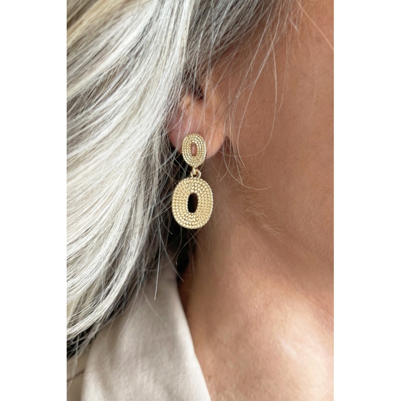 Enamel Dangle Earrings Gold