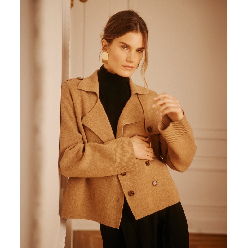 Premium Cashmino Trench Jacket Heathered Camel XS