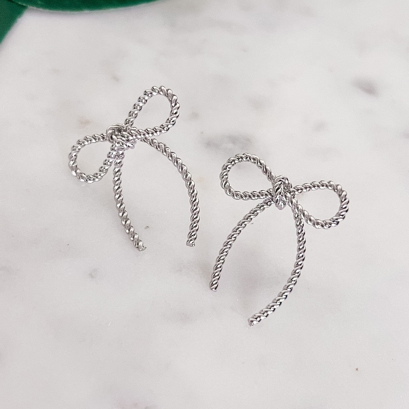 Rope Bow Post Earrings Gold