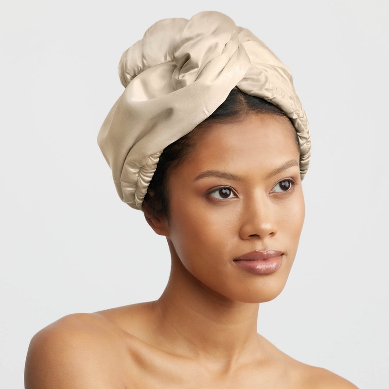 Satin-Wrapped Hair Towel Champagne