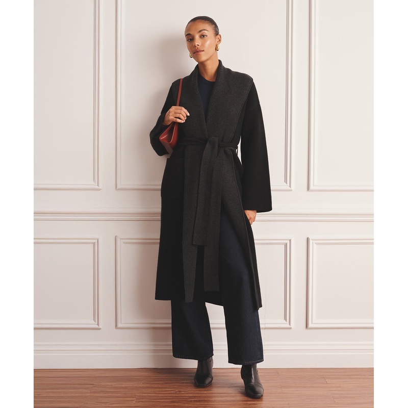 Super Luxe Cashmere Double Faced Coat Black/Smoke XXS