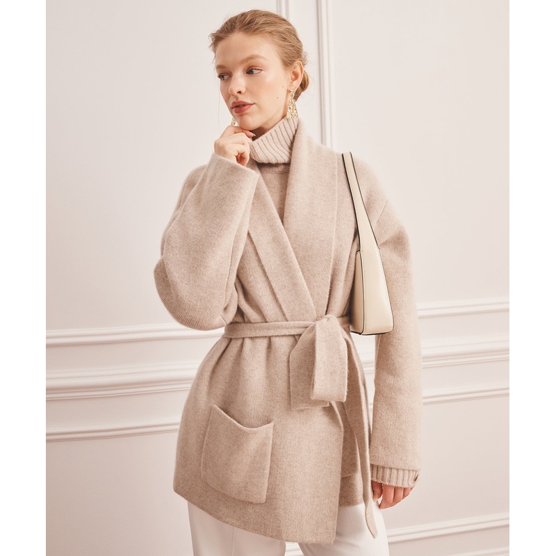 Super Luxe Cashmere Double Faced Shawl Collar Jacket Oat XXS