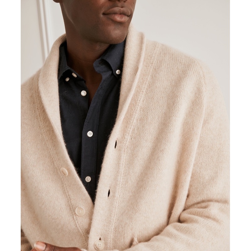 Super Luxe Cashmere Shawl Collared Cardigan Oatmeal XS