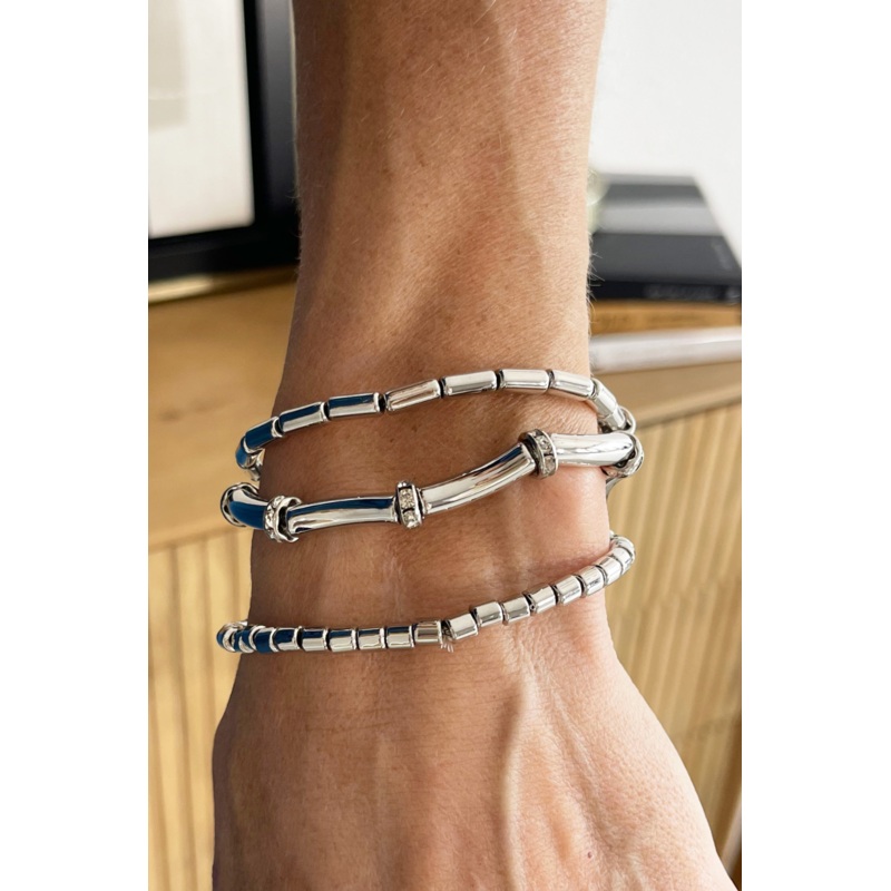 Three Strand Metal Beaded Bracelet Set Gold