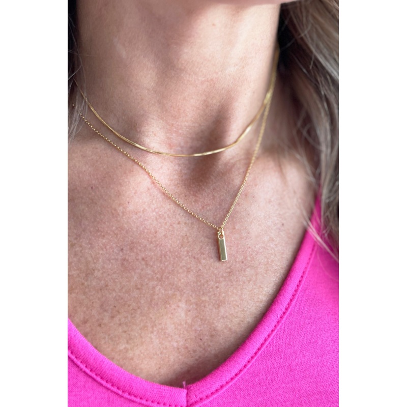 Two Layered Pendant Necklace Gold