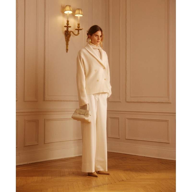 Ultra Luxe Cashmino Double Breasted Blazer White XS