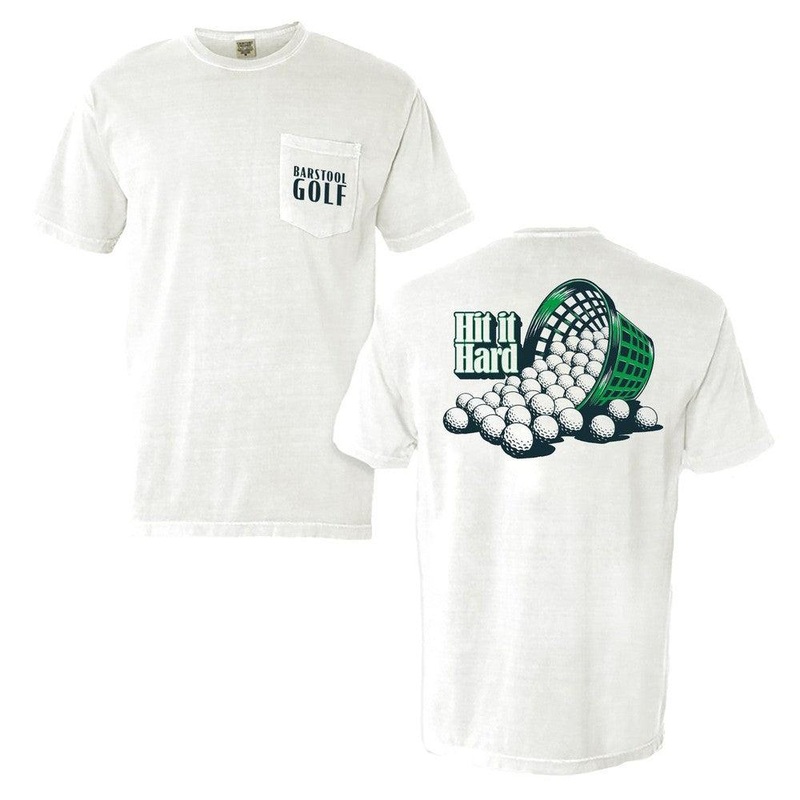 Barstool Golf Hit It Hard Pocket Tee White S