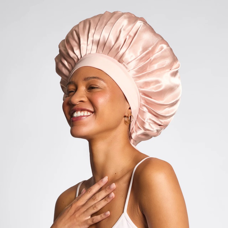 Adjustable Oversized Satin Bonnet Blush