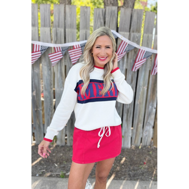 America Graphic Sweater XS White-Multi