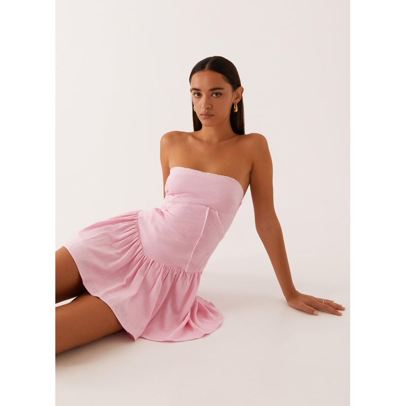 Larnie Linen Mini Dress – Pink Pink US 0