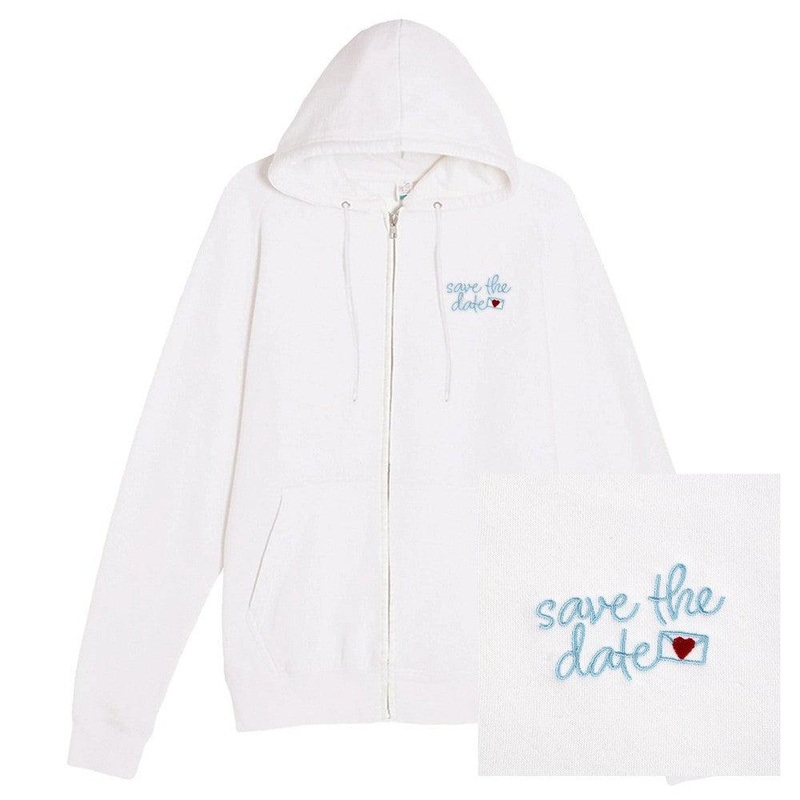 Save The Date Zip Hoodie White XS