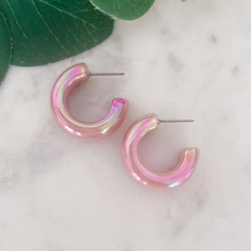 Acrylic Hoop Earrings Pink