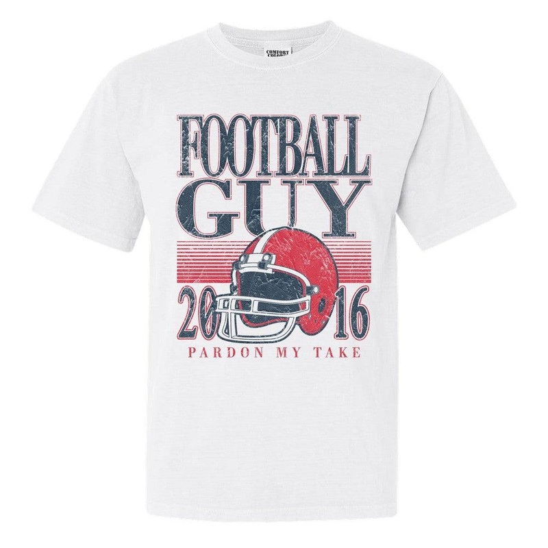 Football Guy Helmet Tee White S