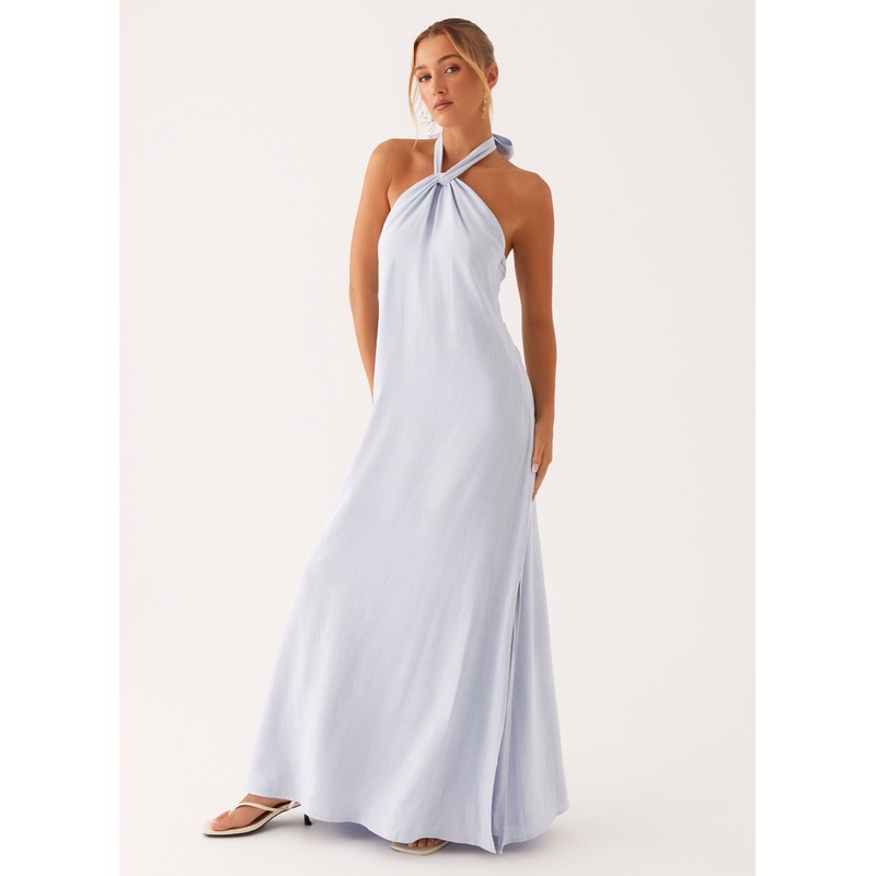 Golden Child Linen Maxi Dress – Blue Blue US 0