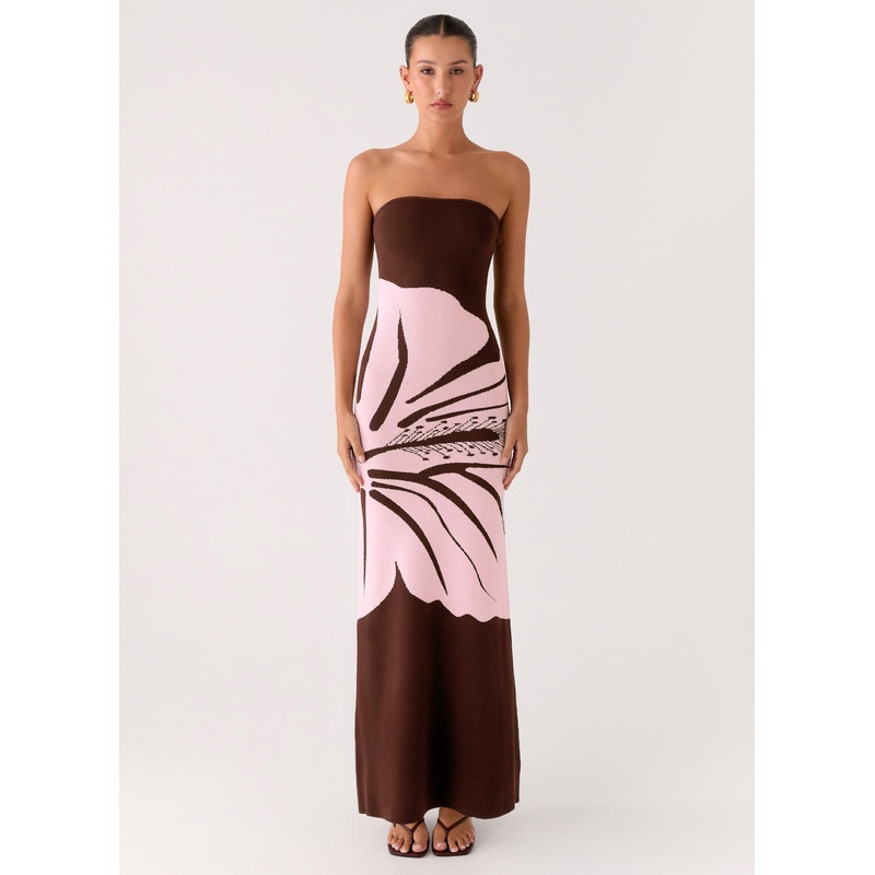 Jala Strapless Knit Maxi Dress – Espresso Meadow Espresso Meadow XS-S