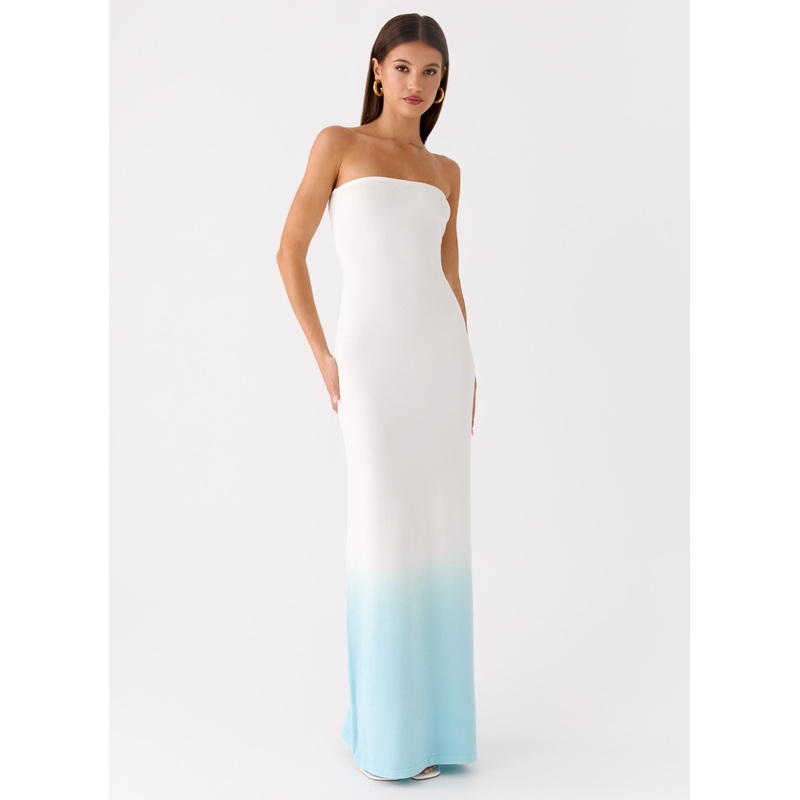 Soft Spoken Knit Maxi Dress – Blue Ombre Blue Ombre XS-S