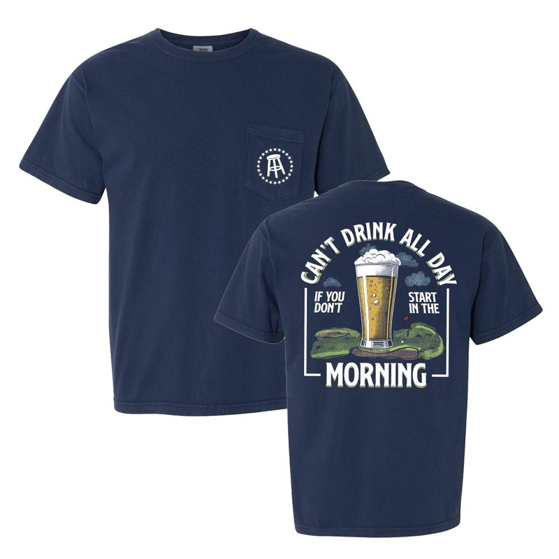 Can’t Drink All Day Golf Pocket Tee Navy S