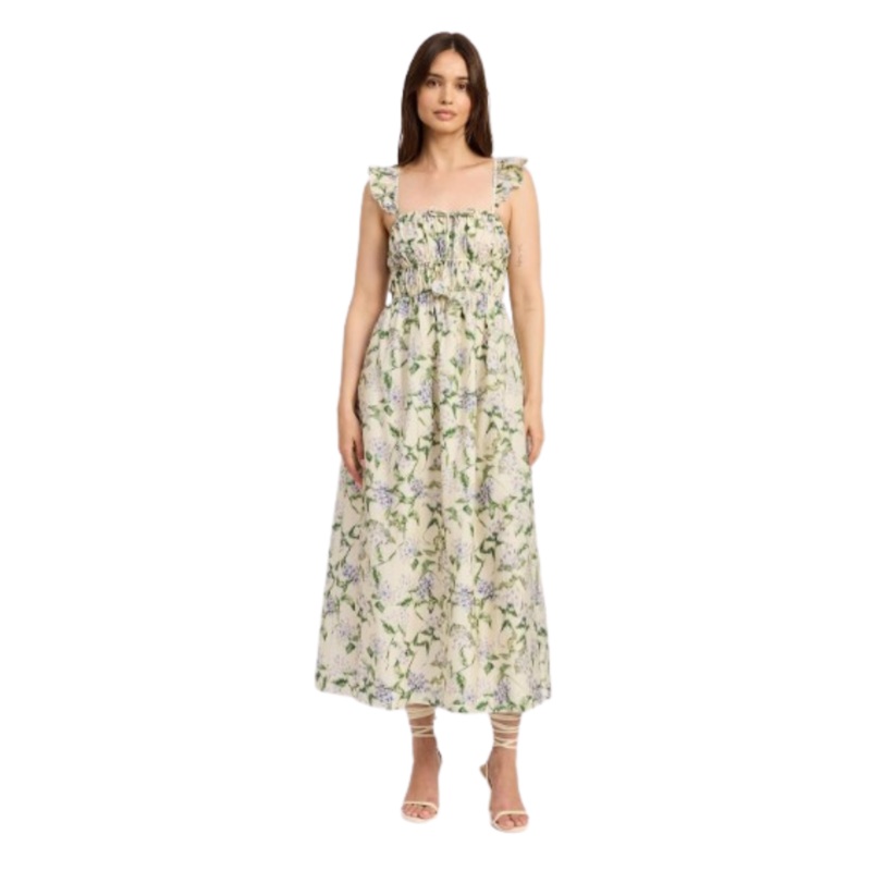 Charleston Midi Dress, Natural Indigo XS