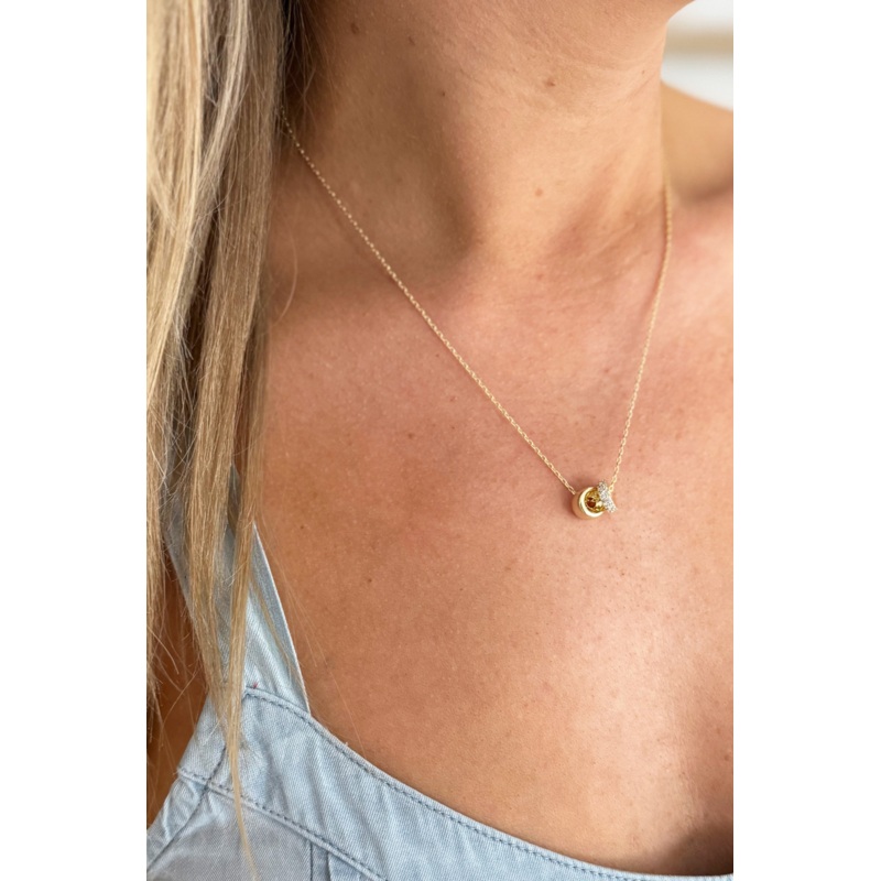 Rondelle Pendant Necklace 14K Gold Plated