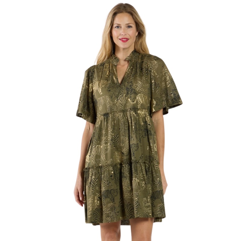 Shirley Dress, Tiger Safari Loden XS