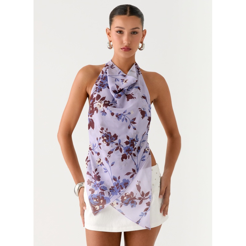 Altego Layered Backless Top – Antique Lilac Floral Antique Lilac Floral US 0