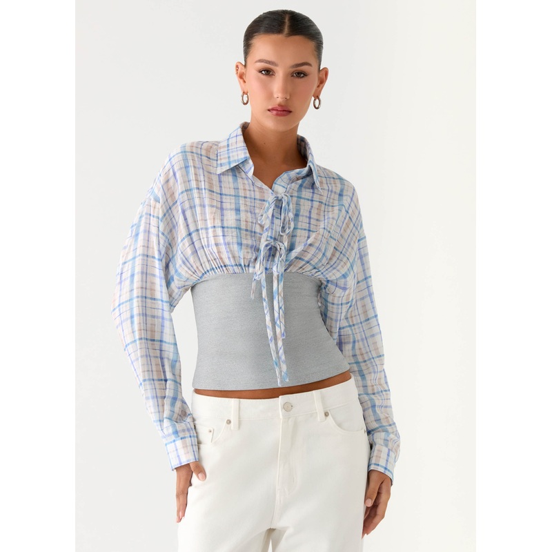 Accelerate Waistband Shirt – Blue Check Blue Check US 0