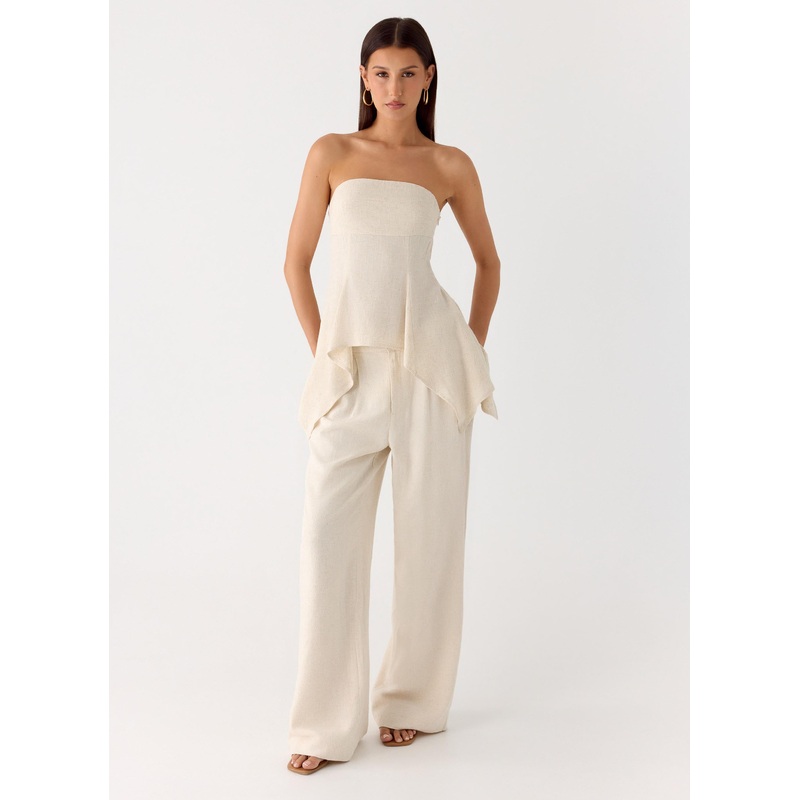 Delong Low Rise Linen Pants – Oatmeal Oatmeal US 0