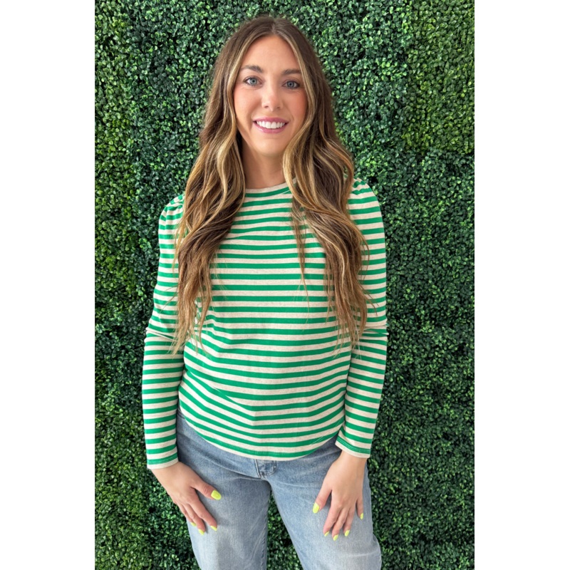 Dressy Long Sleeve Crew Neck Top Small Green