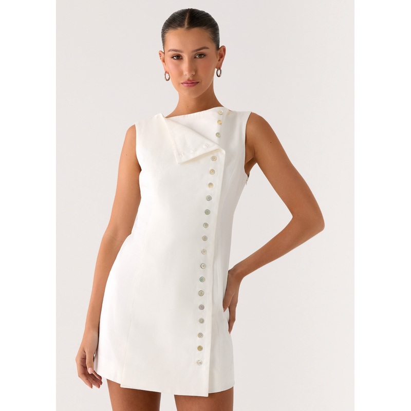 Golden Touch Cotton Mini Dress – White White US 0
