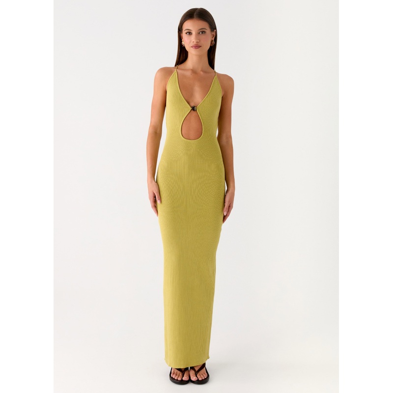 Hold On Tight Knit Maxi Dress – Olive Olive XS-S
