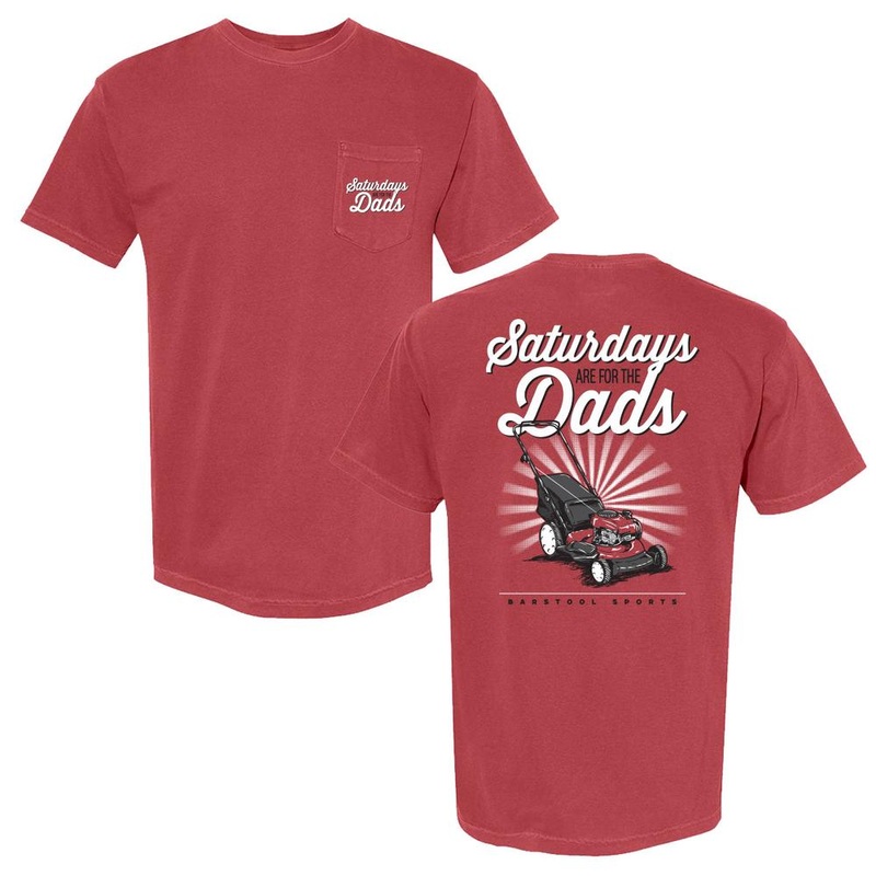 Saturdays Are For The Dads Push Mower Pocket Tee Red S