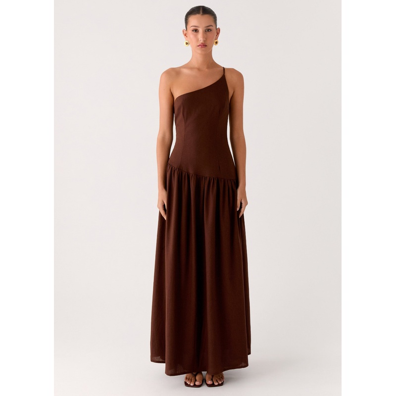 Thinking About You Linen Maxi Dress – Brown Brown US 0