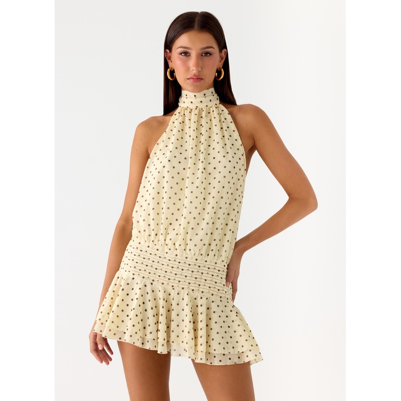 Willow Chiffon Mini Dress – Yellow Polkadot Yellow Polkadot US 0