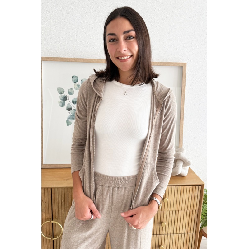 Comfy Zippered Fitted Jacket Small Heather Grey