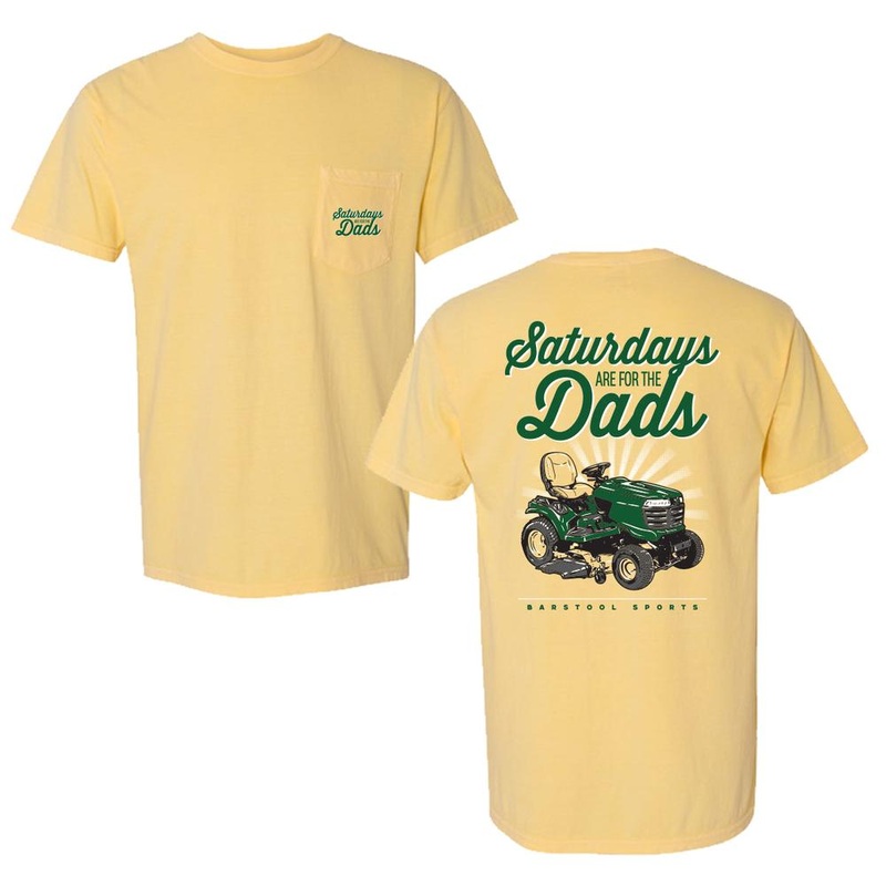 Saturdays Are For The Dads Riding Mower Pocket Tee Yellow S