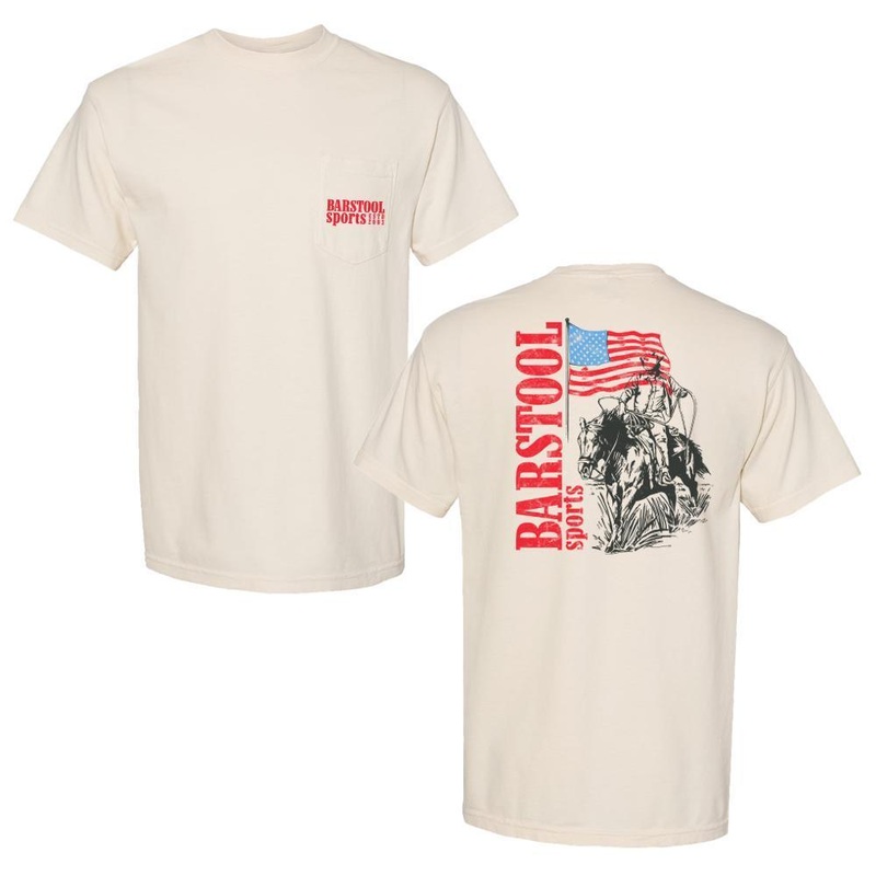 Barstool Sports Cowboy USA Pocket Tee Ivory S