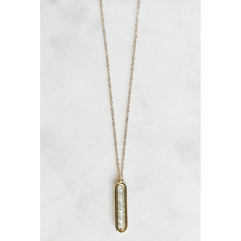 Beaded Bar Necklace Grey