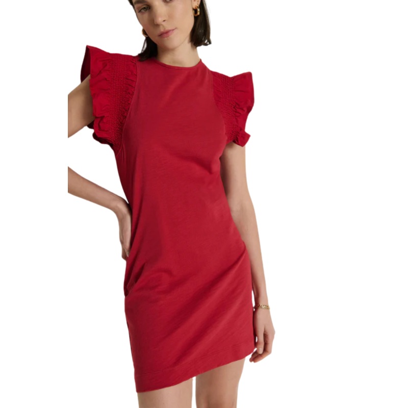 Ellis Ruffle Sleeve Dress, Rio Red XS