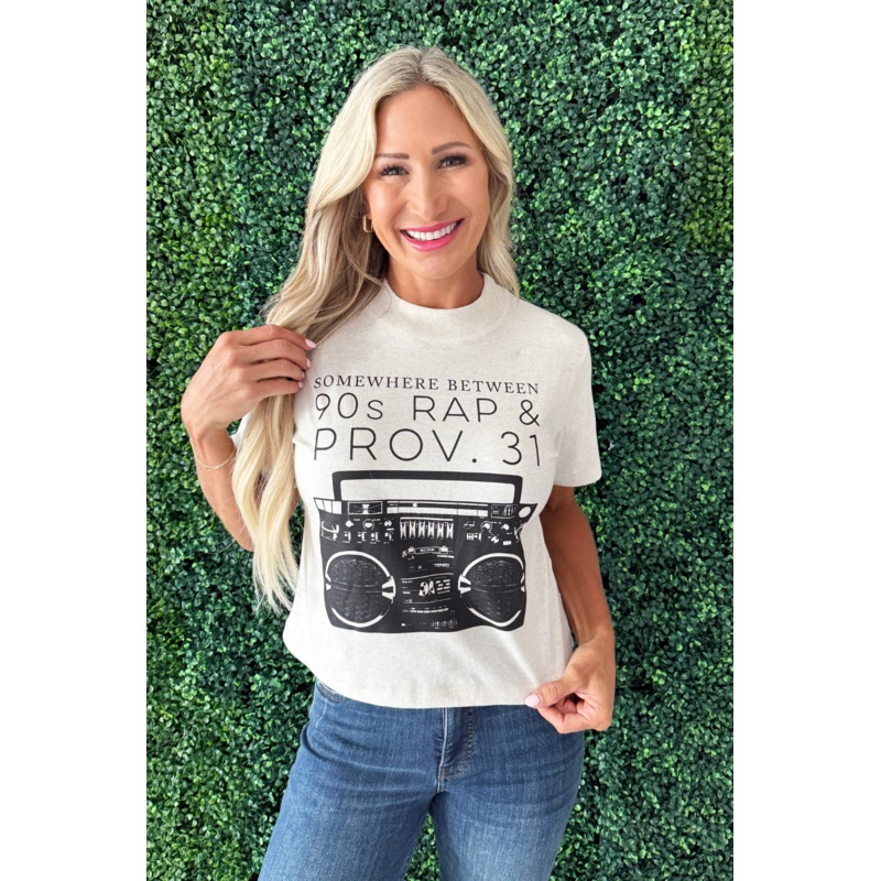 Somewhere Between Boxy Tee Small Natural Heather