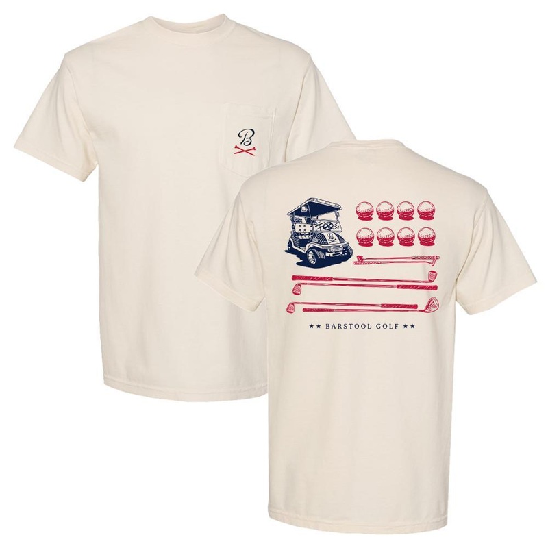 Barstool Golf Cart Flag Pocket Tee Ivory S