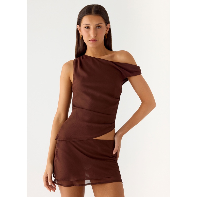Stereotype One Shoulder Top – Chocolate Chocolate US 0
