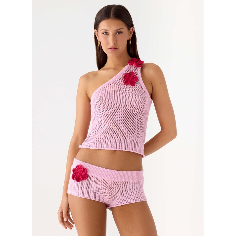 Sunray Shine Crochet Top – Pink Pink XS-S