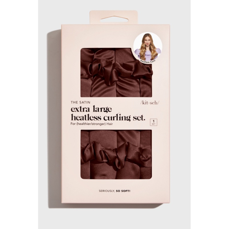 XL Satin Heatless Curling Set Chocolate