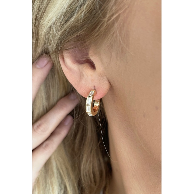 Baguette Hoop Earrings Gold
