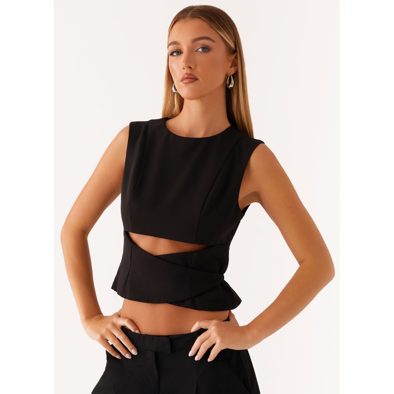 Cyra Wrap Top – Black Black US 0