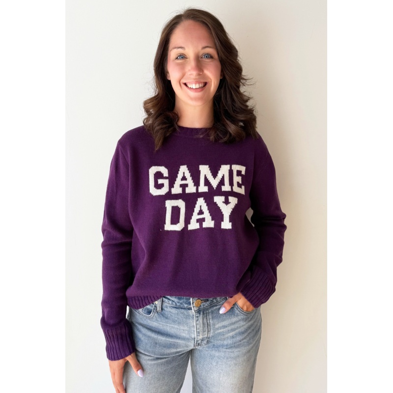 Game Day Knit Sweater Small Ivory