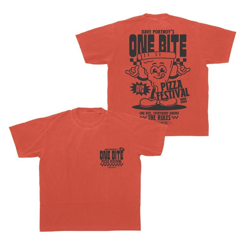 One Bite Pizza Fest 2025 Cheesy Guy ’47 Tee Red M